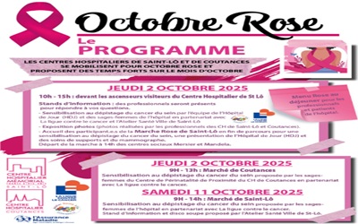 L’Atelier Santé Ville, la Ligue Contre le Cancer, la CPAM et l’Hôpital Mémorial se mobilisent pour Octobre Rose du 2 au 22 octobre 2025 à Saint-Lô (50)