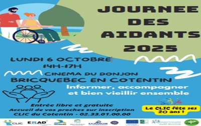 Le CLIC du Cotentin organise une journée dédiée aux aidants le 6 octobre 2025 de 14h à 17h à Briquebec-en-Cotentin (50)
